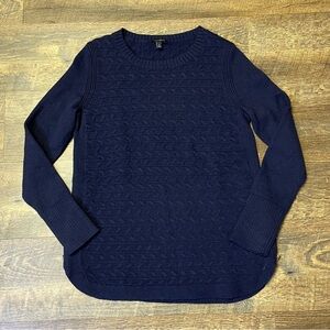 Talbots Wool Blend Navy Blue Knit Pullover Sweater Side Zip Women’s Small